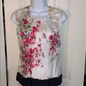 Nina Ricci Sleeveless Silk Floral Top